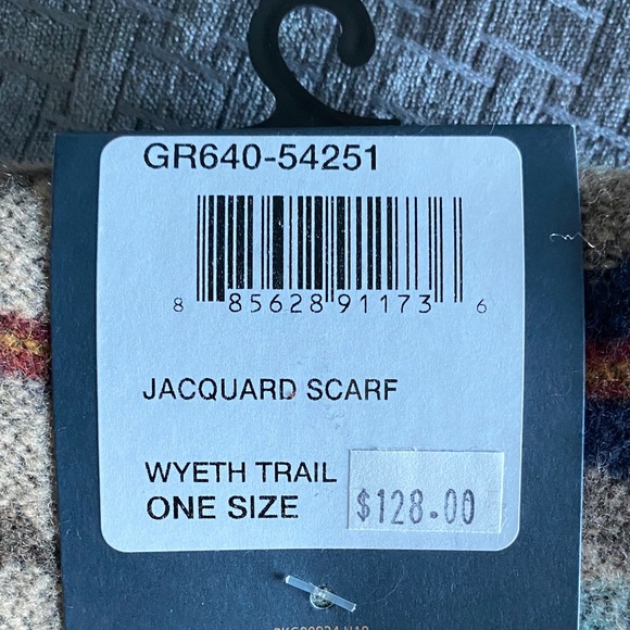 Pendleton Wool Scarf with Red, Blue, and Tan Stripes - Picture 3 of 3